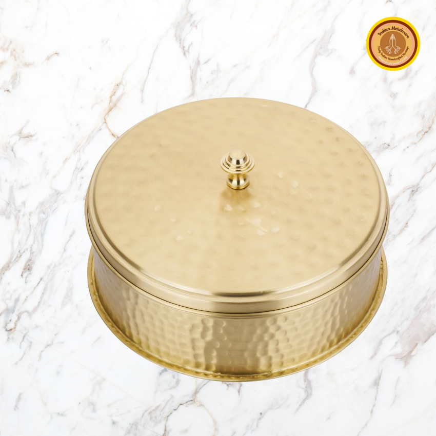 Brass masala dabba (Brass spices box - round)