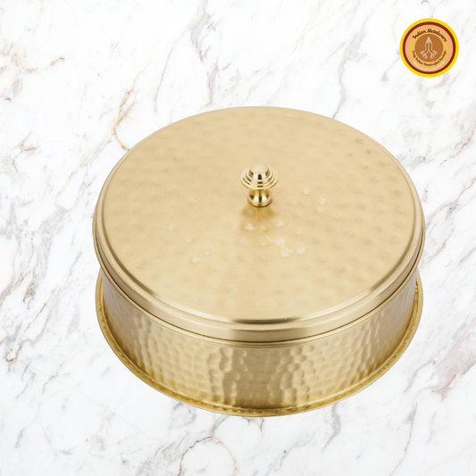 Brass masala dabba (Brass spices box - round)
