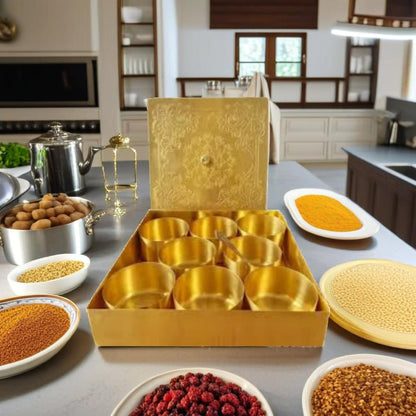 Brass masala dabba (Brass spices box square)