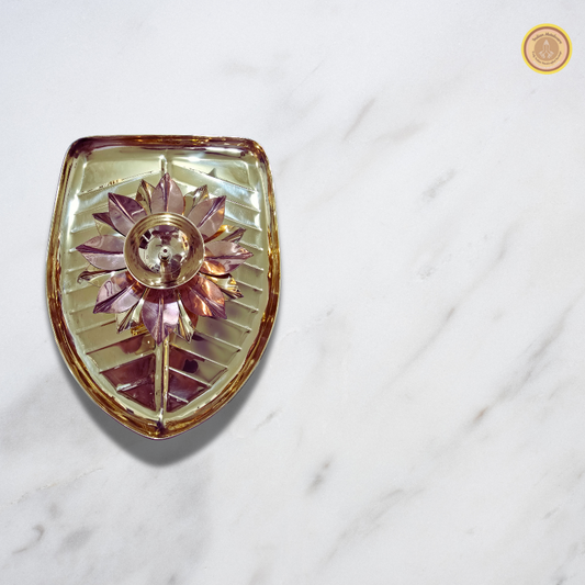 Brass leaf shape tray with copper brass diya (Big)