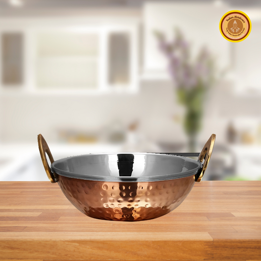 Copper kadai with kalai (tin coating)