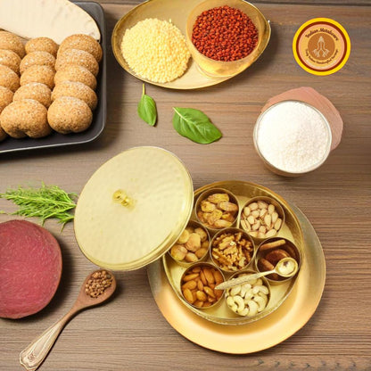 Brass masala dabba (Brass spices box - round)