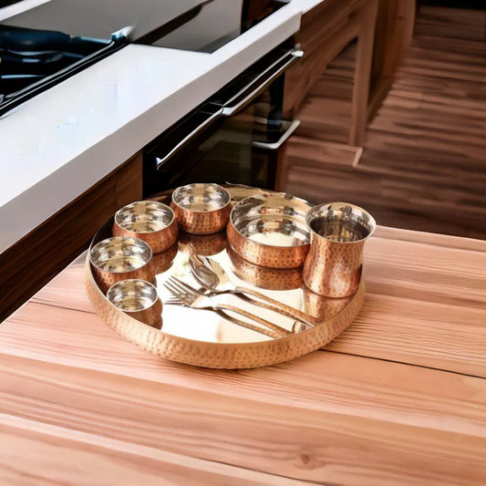 Copper steel thali set